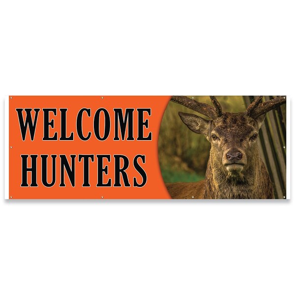 Welcome Hunters Banner Concession Stand Food Truck Single Sided